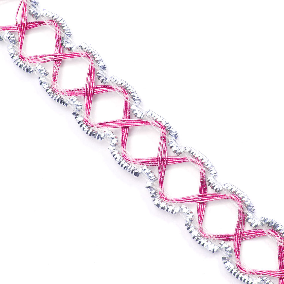 Metallic Lurex Criss-Cross Diamond Braid
