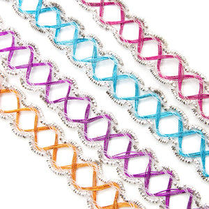 Metallic Lurex Criss-Cross Diamond Braid