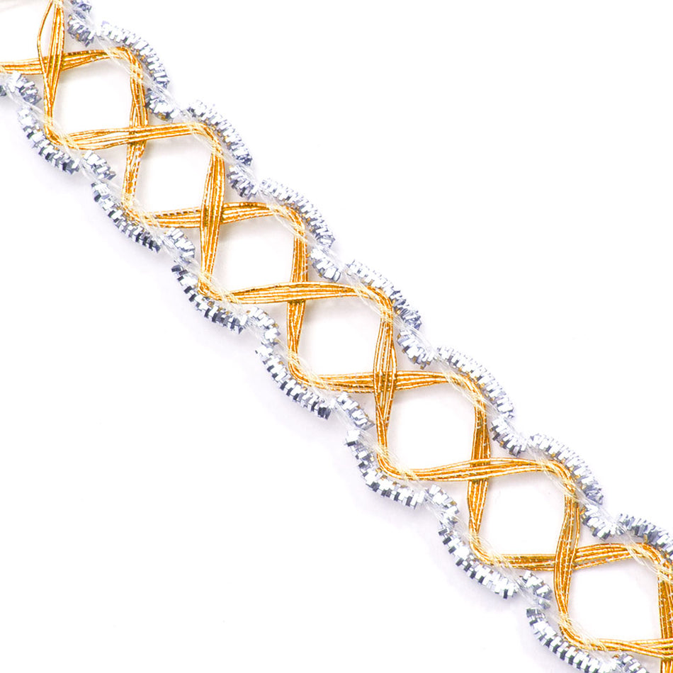 Metallic Lurex Criss-Cross Diamond Braid