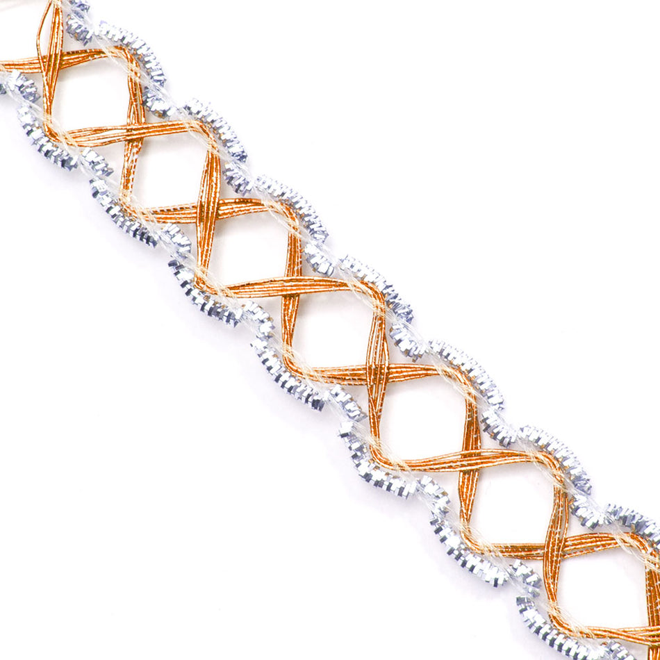 Metallic Lurex Criss-Cross Diamond Braid