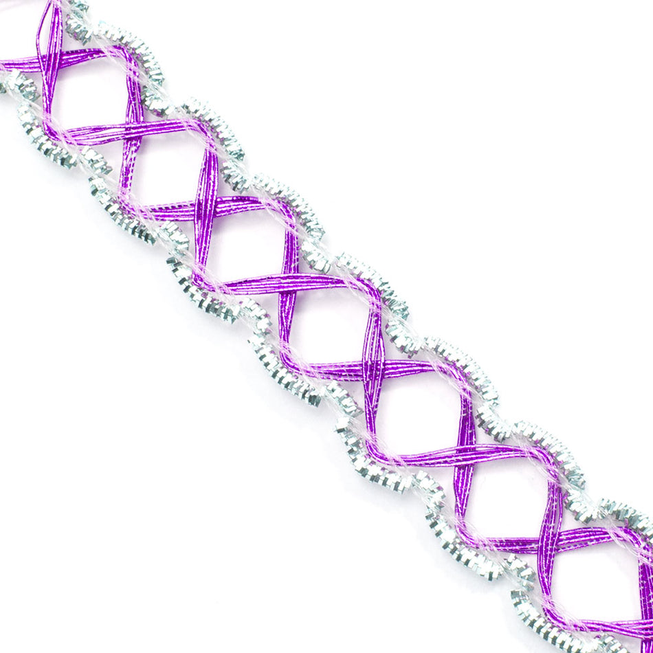 Metallic Lurex Criss-Cross Diamond Braid