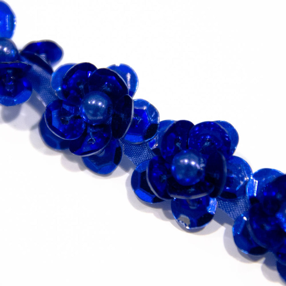 Daisy Flower Sequin  Trim w Beaded Centre