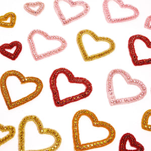 Diamante & Beaded Hearts Motif (Pair)