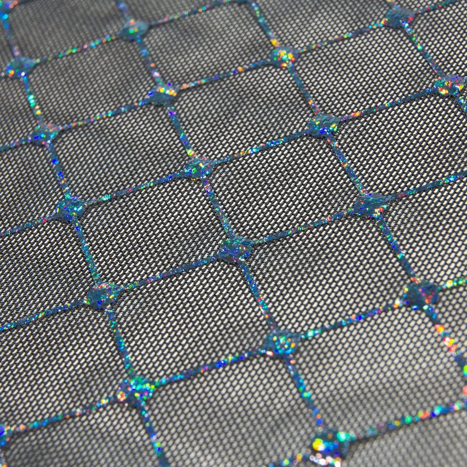 Holographic Diamante Stretch Mesh