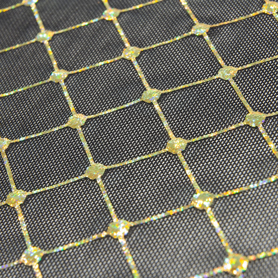 Holographic Diamante Stretch Mesh