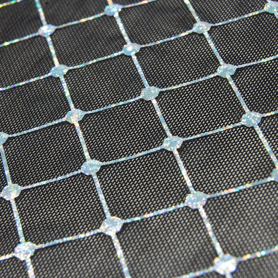 Holographic Diamante Stretch Mesh
