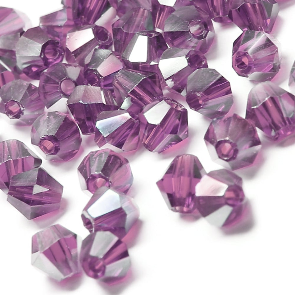 Glass Bicone Faceted Bead - 4mm - Clear (48 Pack)