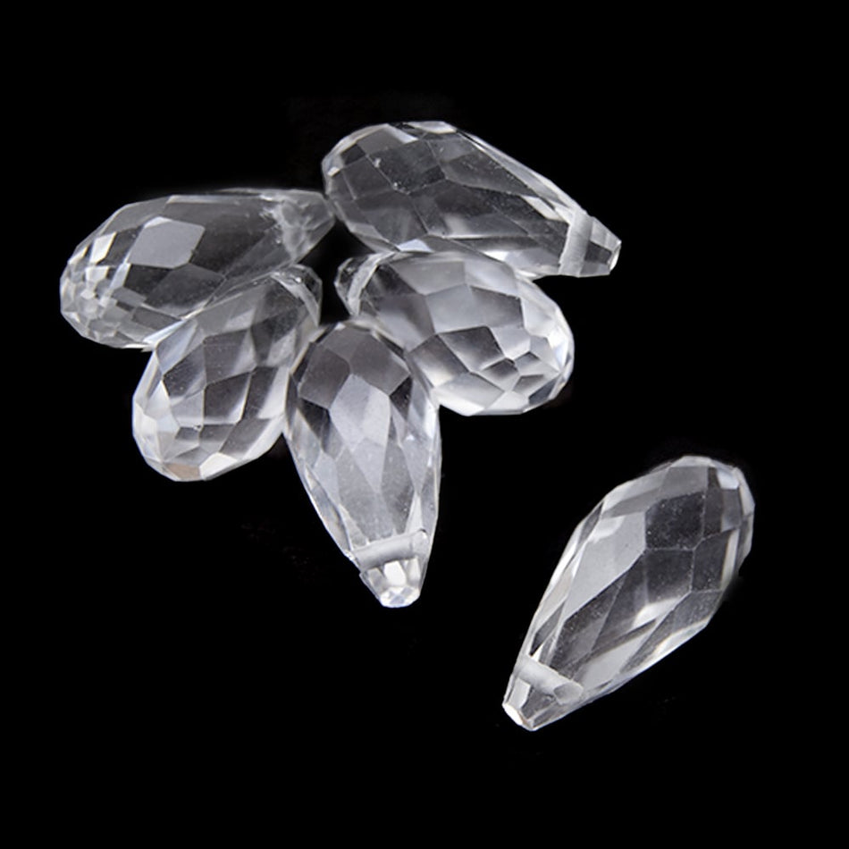 Glass Teardrop Briolette Faceted Pendant Beads - 8x18mm (6 Pack)