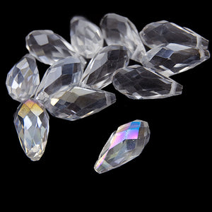 Glass Teardrop Briolette Faceted Pendant Beads - 8x18mm (6 Pack)