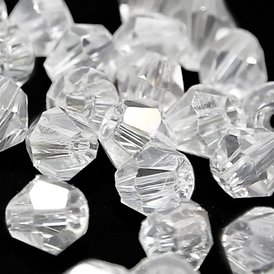 Glass Bicone Faceted Bead - 6mm - Clear (48 Pack)