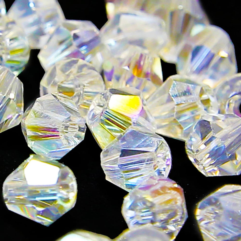 Glass Bicone Faceted Bead - 6mm - Clear (48 Pack)