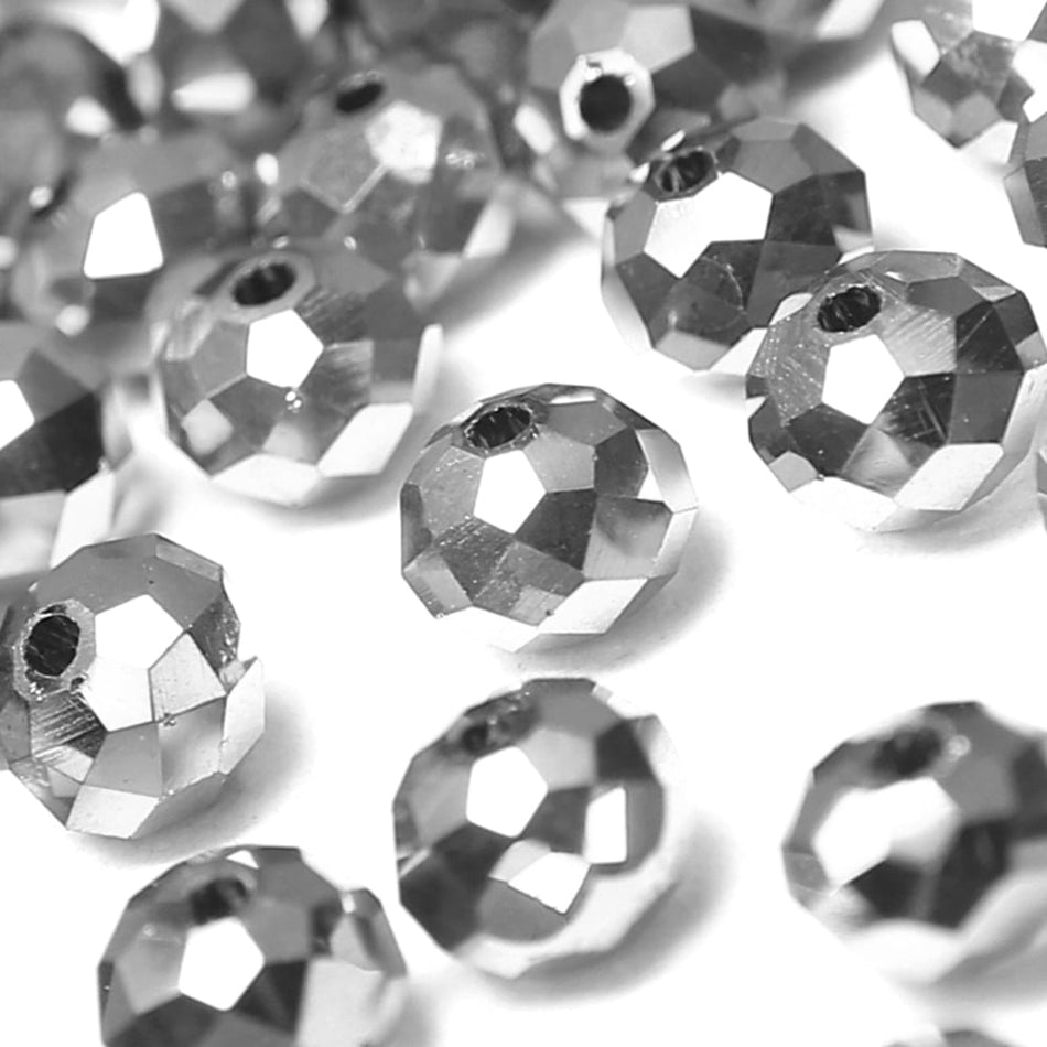 Glass Round Rondelle Faceted Beads - Metallic - 7x8mm (36 Pack)