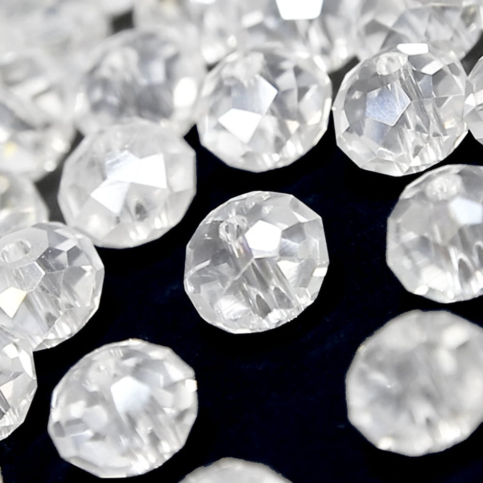 Glass Round Rondelle Faceted Beads - 7x8mm (36 Pack)