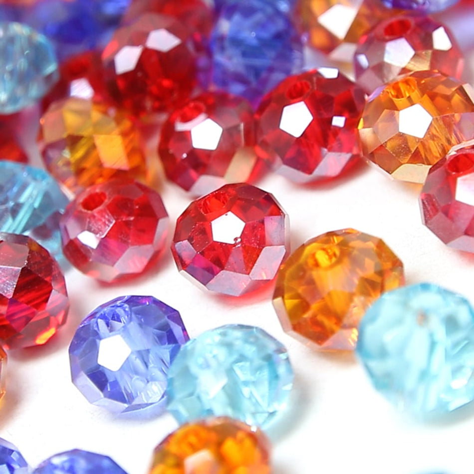 Glass Round Rondelle Faceted Beads - 7x8mm (36 Pack)