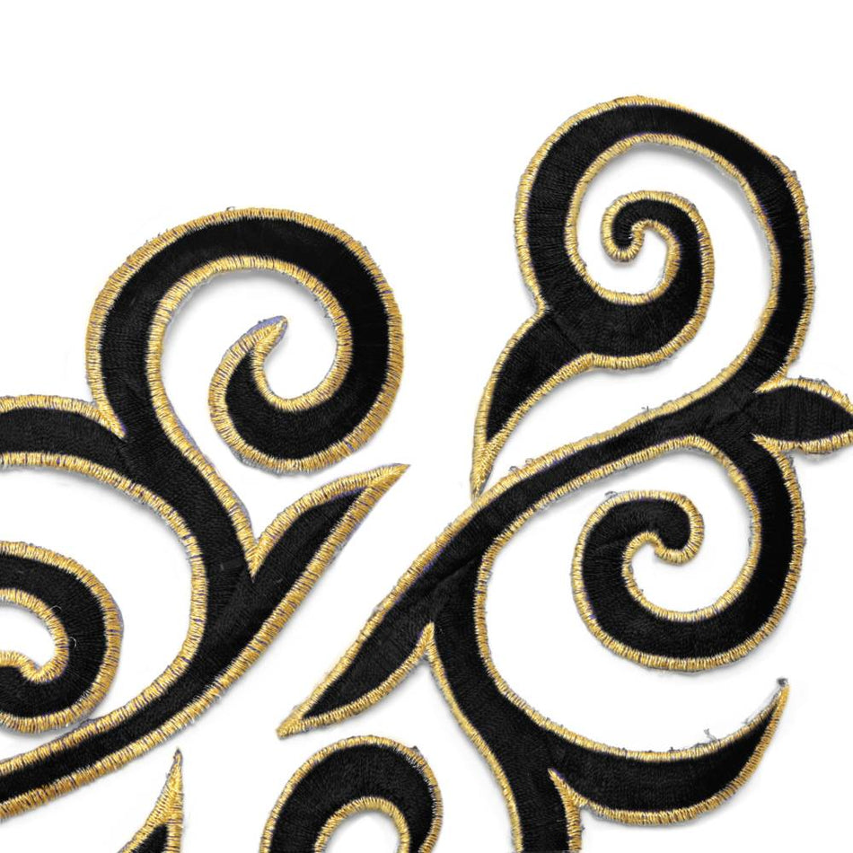 Fleur Swirl (Left & Right) Royal Swirl Iron-On Embroidered Motif (Pair)