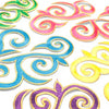 Fleur Swirl (Left & Right) Royal Swirl Iron-On Embroidered Motif (Pair)