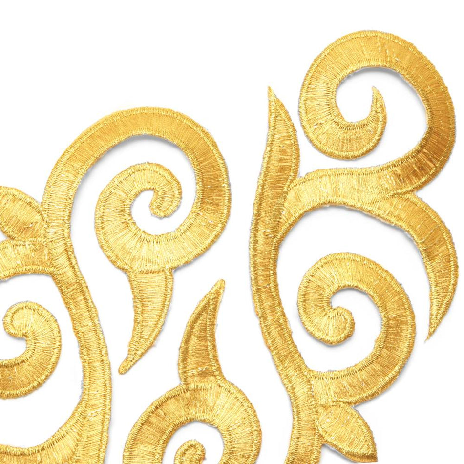Fleur Swirl (Left & Right) Royal Swirl Iron-On Embroidered Motif (Pair)