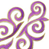 Fleur Swirl (Left & Right) Royal Swirl Iron-On Embroidered Motif (Pair)