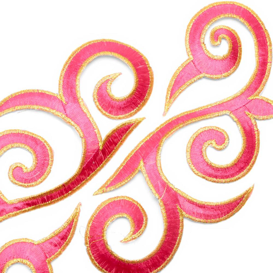 Fleur Swirl (Left & Right) Royal Swirl Iron-On Embroidered Motif (Pair)