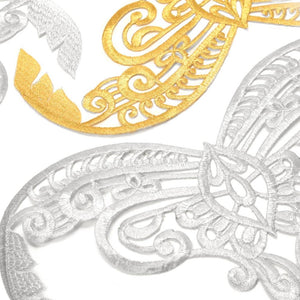 Baroque Scroll Crest Iron-On Embroidered Motif