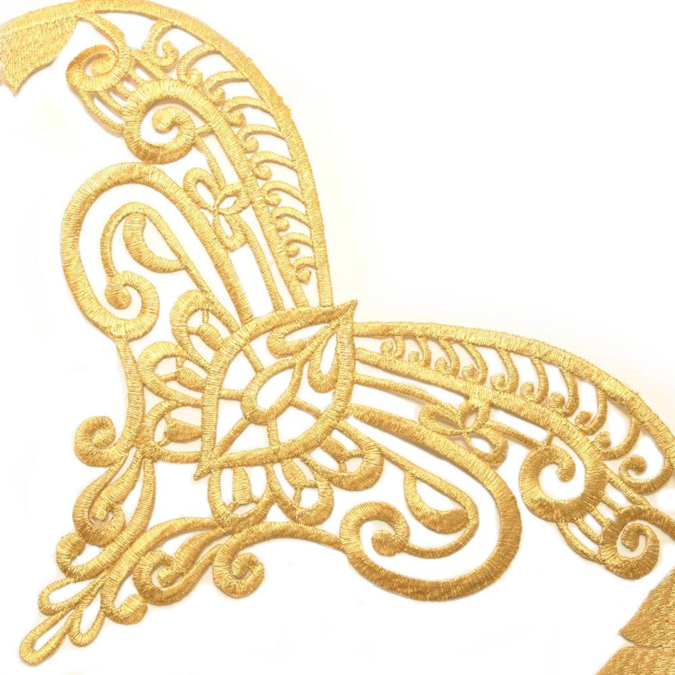Baroque Scroll Crest Iron-On Embroidered Motif