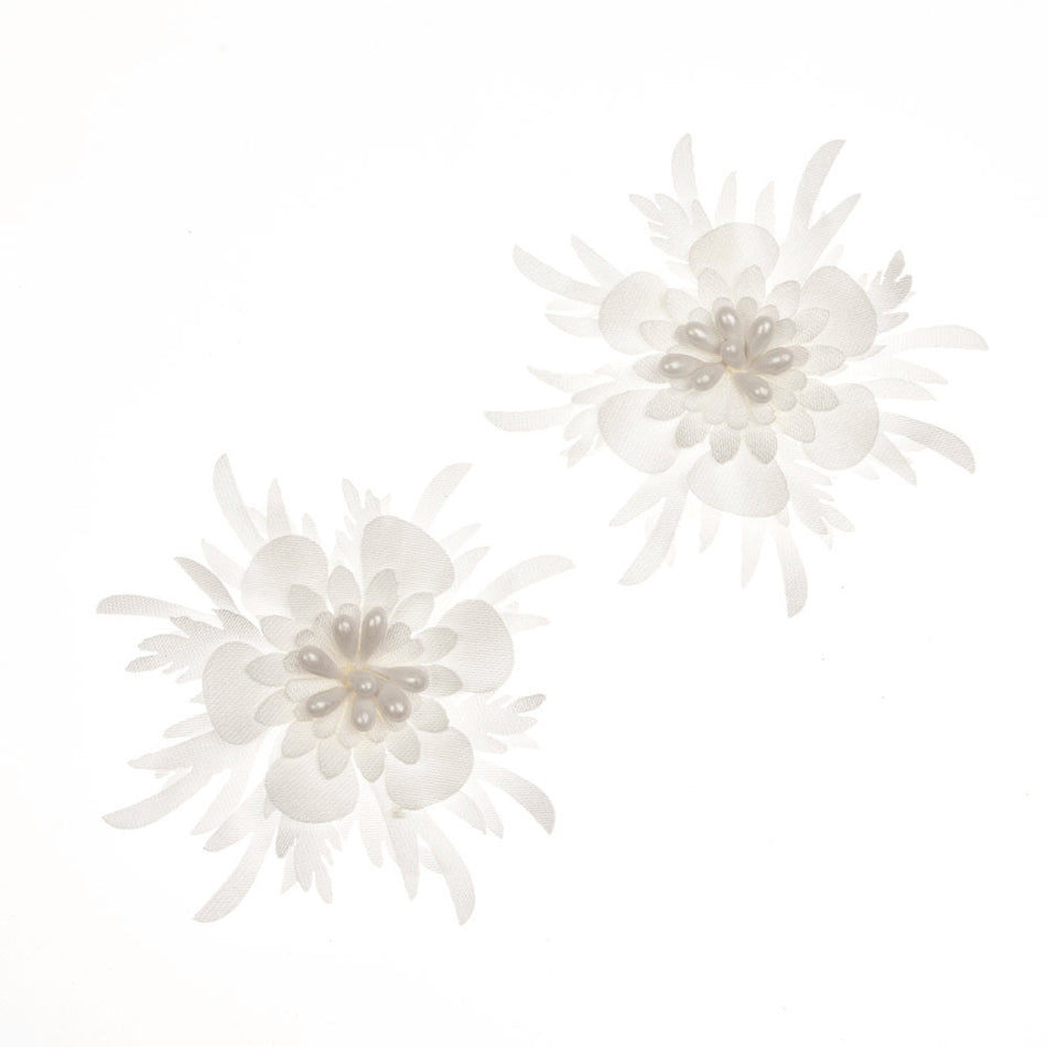 Flower Satin Finish w Pearl (Pair)
