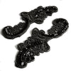 Motif Embroidered Floral Swirl with Sequins and Pearl Beading (Pair)