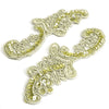 Motif Embroidered Floral Swirl with Sequins and Pearl Beading (Pair)