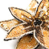 Star Flower Sequin & Beaded Motif w Brooch Pin