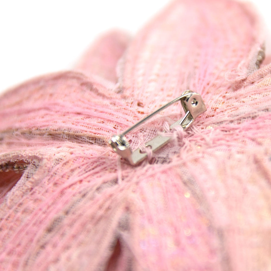 Star Flower Sequin & Beaded Motif w Brooch Pin