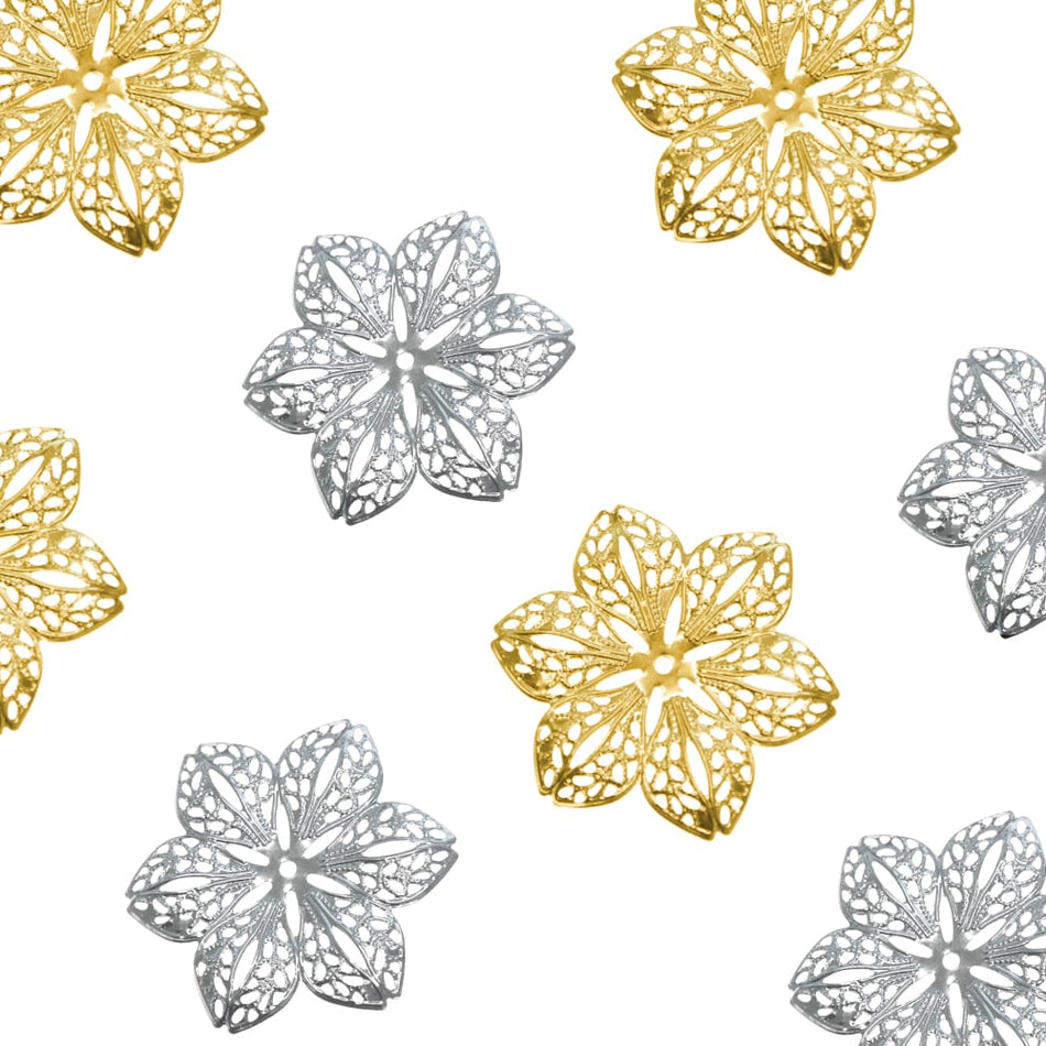 Clematis Flower Filigree Ornamental Metal Embellishments (3 Pack)