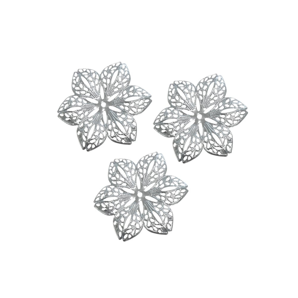Clematis Flower Filigree Ornamental Metal Embellishments (3 Pack)