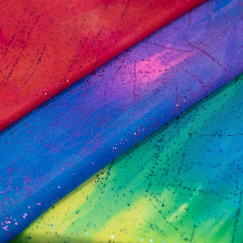 Tie-Dye Shiny Finish Nylon Spandex w Foil Spray