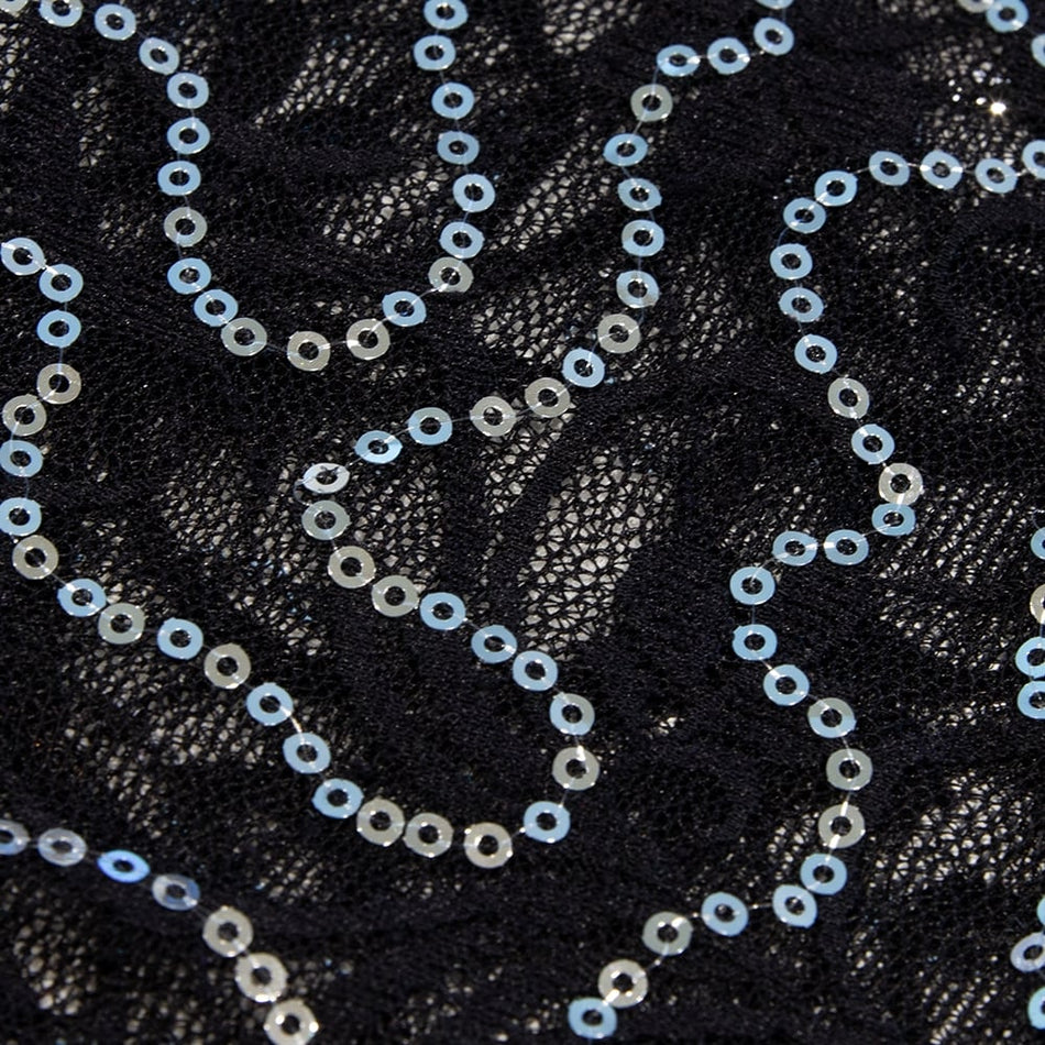Floral Sequin Swirl Stretch Lace