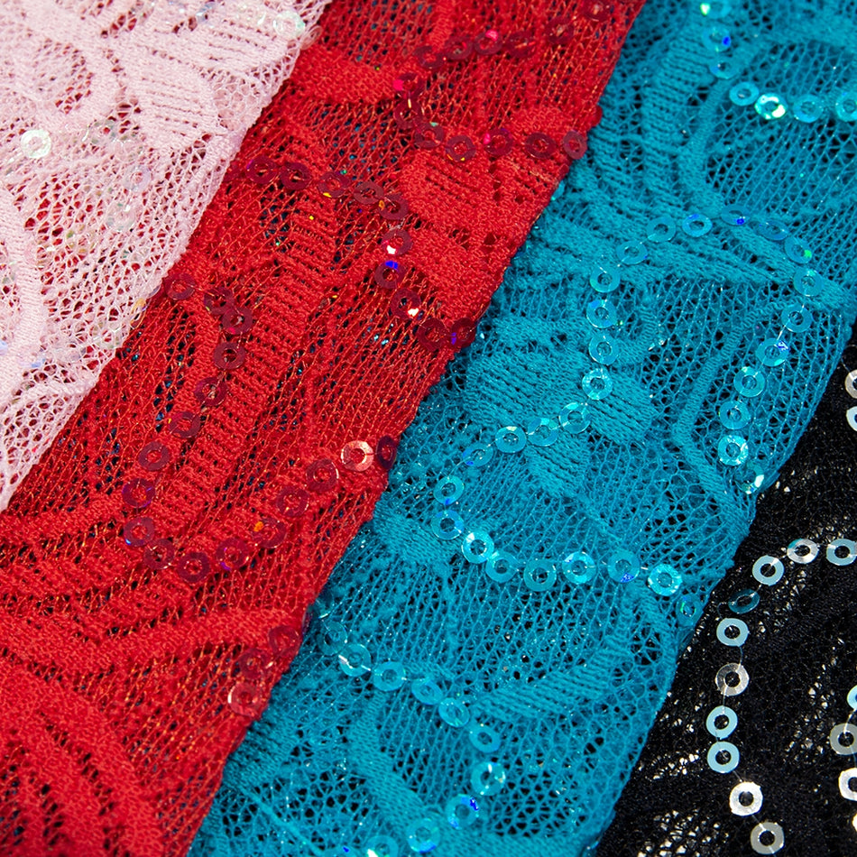 Floral Sequin Swirl Stretch Lace