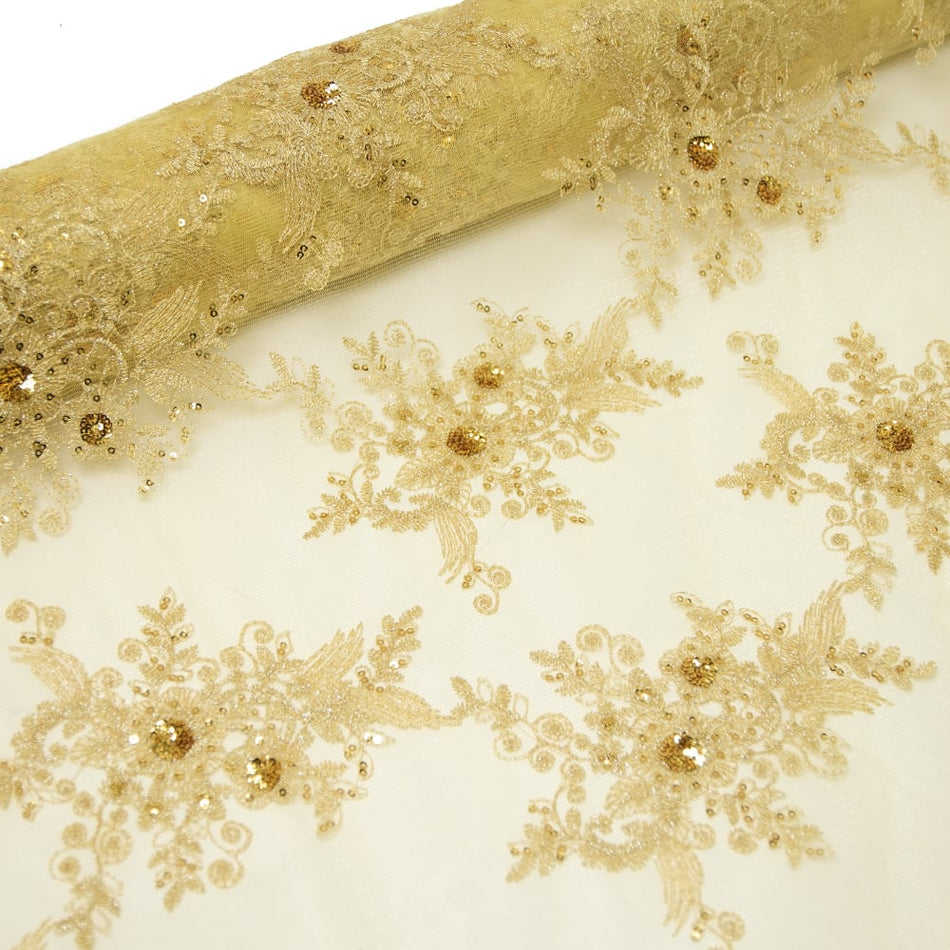 Floral Sequins & Embroidered Netting Tulle