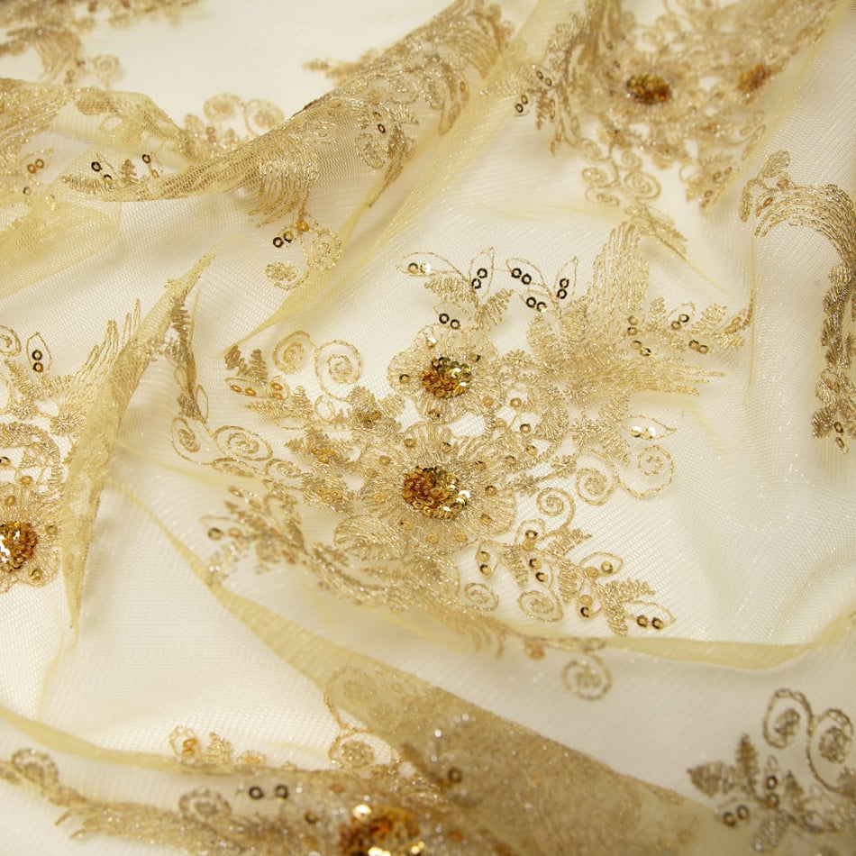 Floral Sequins & Embroidered Netting Tulle