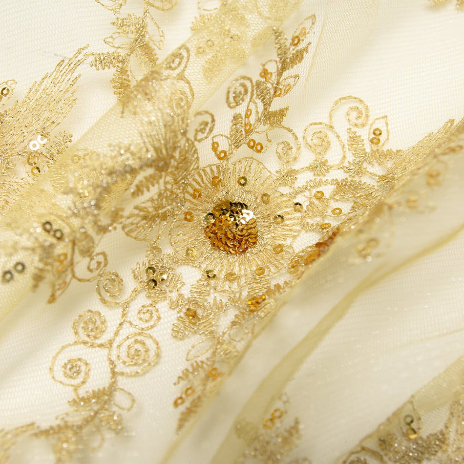Floral Sequins & Embroidered Netting Tulle