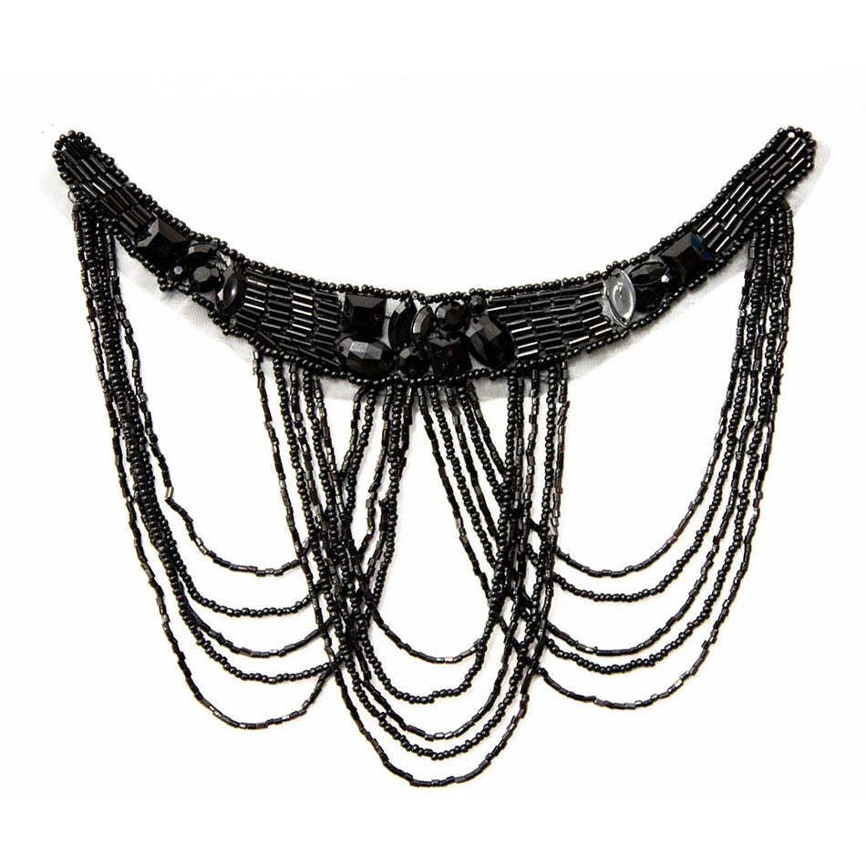 Gatsby Collar Iron-On Beaded Sequin Motif