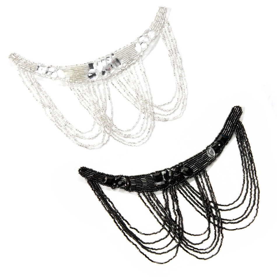 Gatsby Collar Iron-On Beaded Sequin Motif