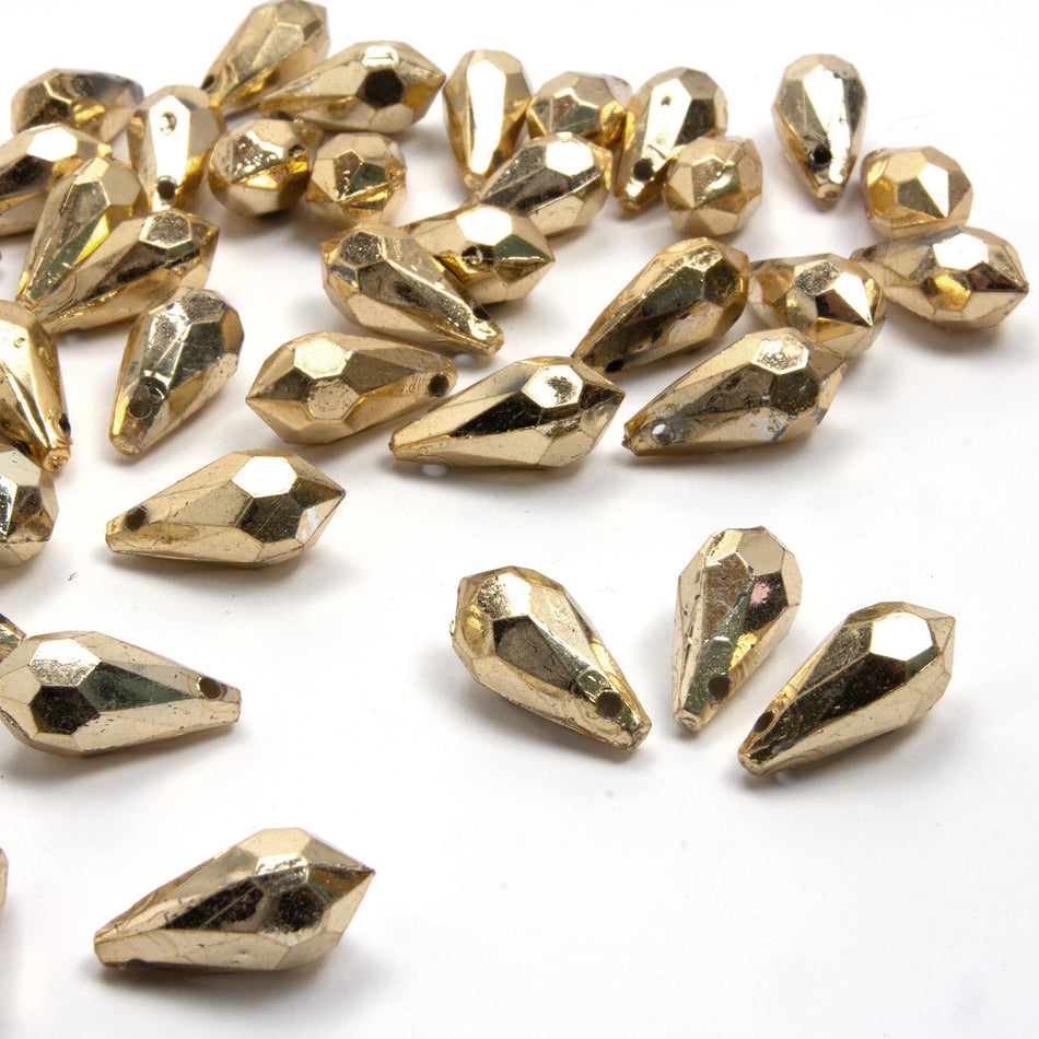 Briolette Faceted Teardrop Beads - Horizontal Drilled - 18x9mm (24 Pack)