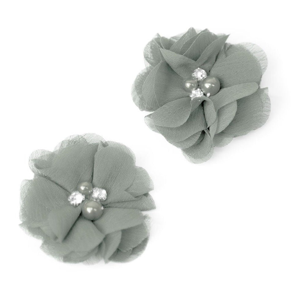 Flower Chiffon Diamante Pearl (Pair)