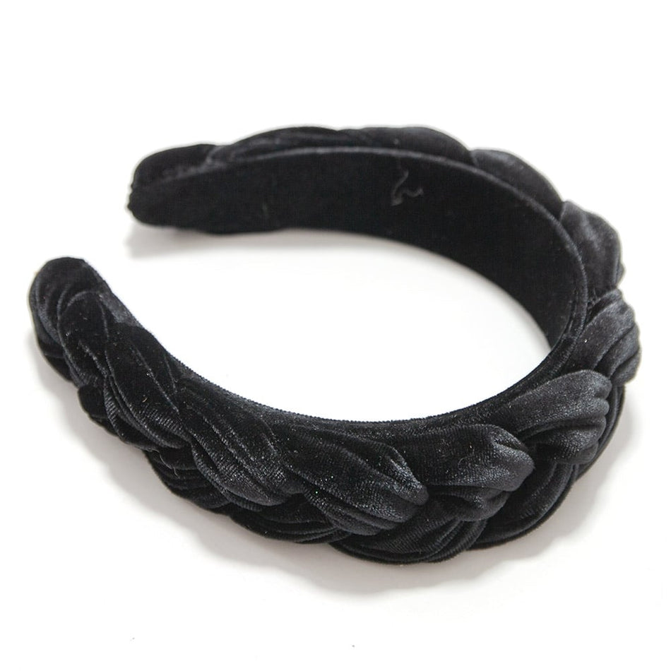 Braided Velvet-Covered Padded Alice Headband - 40mm