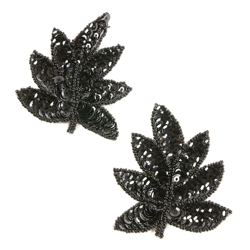 Hickory Leaf Sequin & Beaded Motif (Pair)