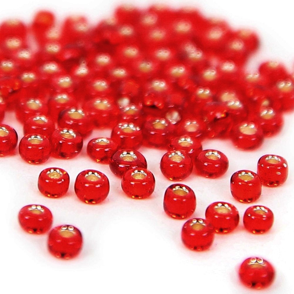 Silver-Lined Round Glass Seed Beads - 8/0 3mm
