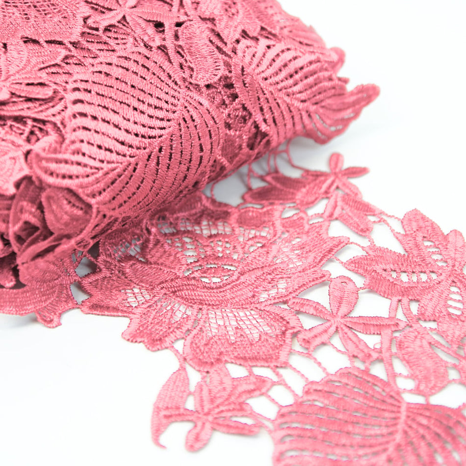 Lace Guipure Trim w Roses & Leaves