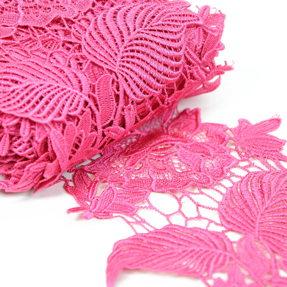 Lace Guipure Trim w Roses & Leaves