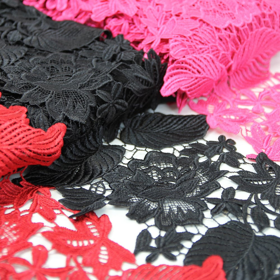 Lace Guipure Trim w Roses & Leaves