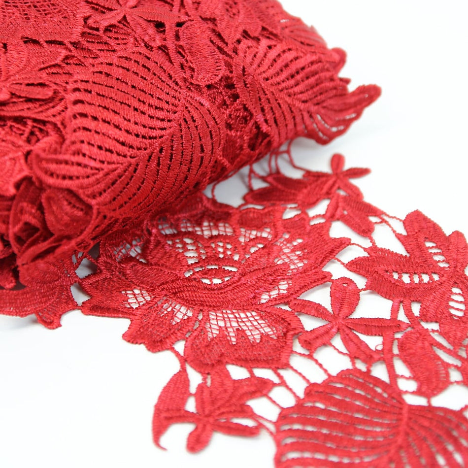 Lace Guipure Trim w Roses & Leaves