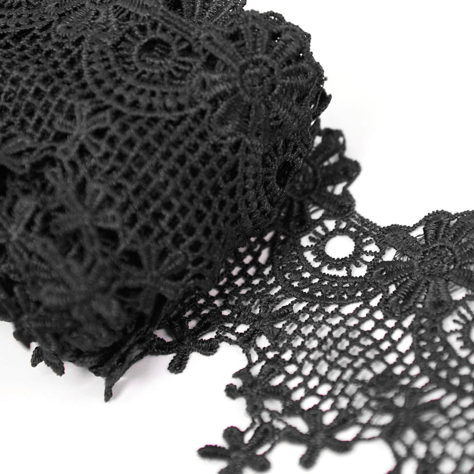Lace Guipure Trim w Daisies & Lattice